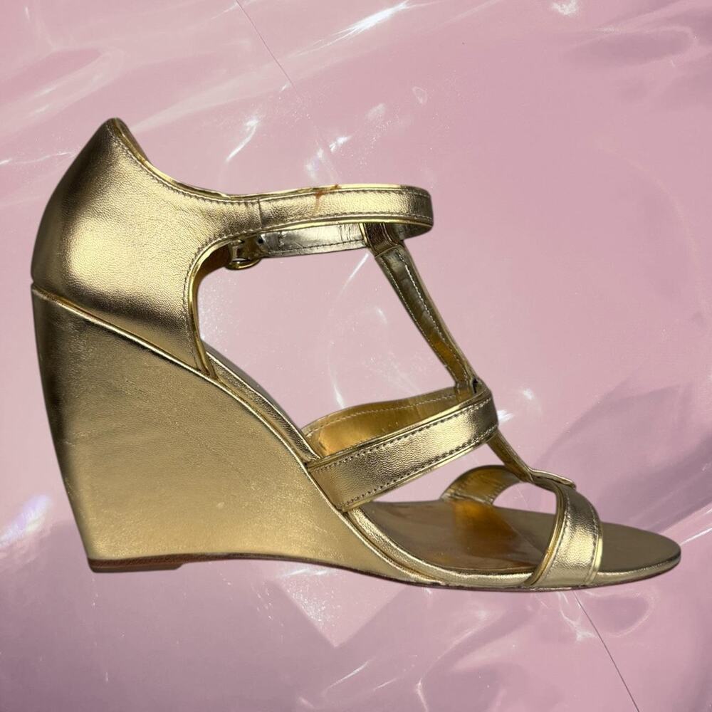 Y2K Whimsy Coach gold wedge strappy sandals - Picture 4 of 8